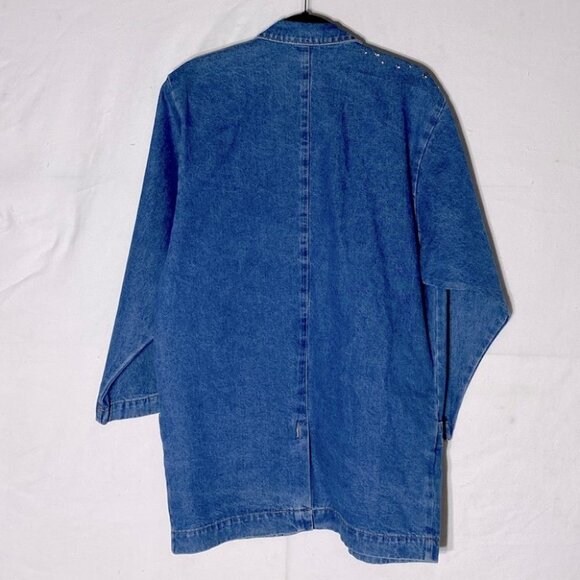 Vintage Lorraine’s Designs 80s 90s Oversized Bedazzled Denim Jean Jacket S - Picture 2 of 11